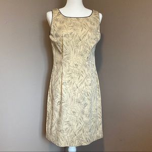 Amanda Smith Beige Dress with Black Floral Design (size 8)